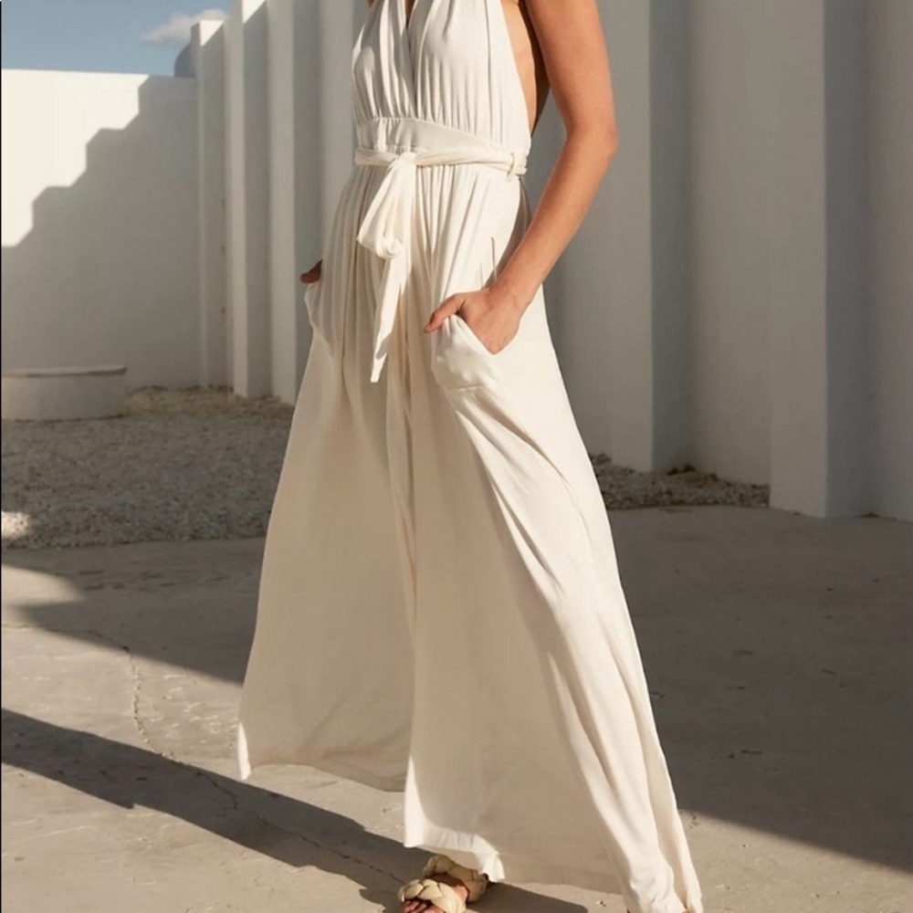 Free People white jumpsuit